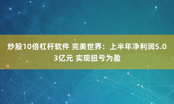 炒股10倍杠杆软件 完美世界：上半年净利润5.03亿元 实现扭亏为盈