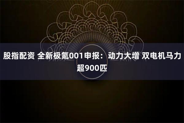 股指配资 全新极氪001申报：动力大增 双电机马力超900匹